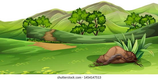 Natural environment lanscape scene illustration