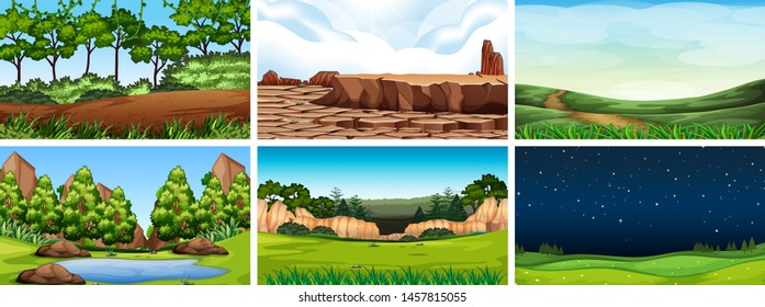 Natural environment lanscape scene illustration