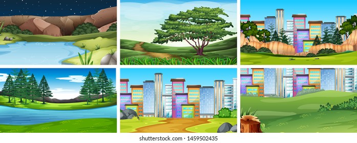 Natural environment lanscape scene illustration