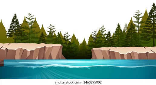 Natural environment lanscape scene illustration