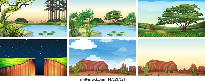 Natural environment lanscape scene illustration