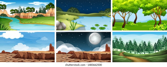 Natural environment lanscape scene illustration