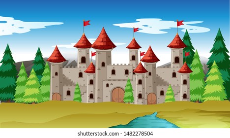 Natural environment scenes landscape illustration