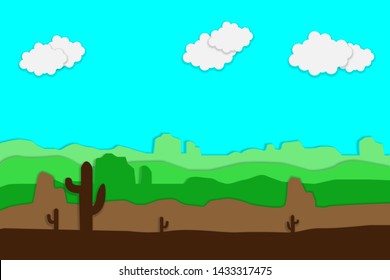 Natural Environment View Style Paper Vector Illustration