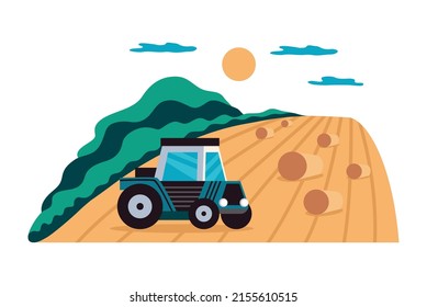 Natural environmental land resources composition with flat landscape on blank background vector illustration