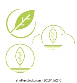 natural environmentaly set of nature simple eco friendly circle green leaf logo vector elements