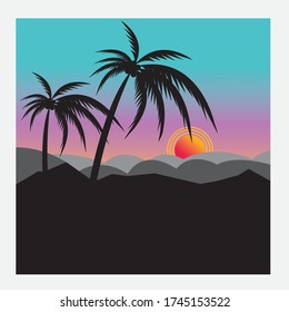 natural evening scenery colorful illustration of background. vector design