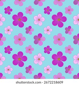 Padrão natural tecido sem costura padrão floral rosa no fundo azul como um padrão