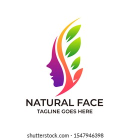 Natural Face Design Colorful concept Illustration Vector Template. Suitable for Creative Industry, Multimedia, entertainment, Shop, spa, beauty cosmetic, beauty salon and any related business.