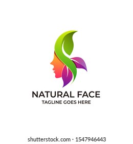 Natural Face Design Colorful concept Illustration Vector Template. Suitable for Creative Industry, Multimedia, entertainment, Shop, spa, beauty cosmetic, beauty salon and any related business.