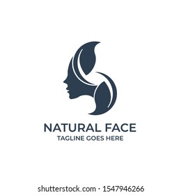 Natural Face Design silhouette concept Illustration Vector Template. Suitable for Creative Industry, Multimedia, entertainment, Shop, spa, beauty cosmetic, beauty salon and any related business.