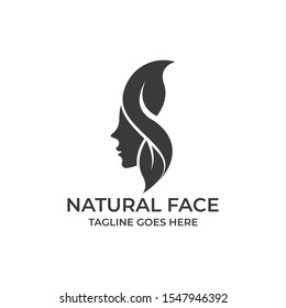 Natural Face Design silhouette concept Illustration Vector Template.Suitable for Creative Industry, Multimedia, entertainment, Shop, spa, beauty cosmetic, beauty salon and any related business.