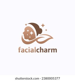 Natural facial charm logo design vector. Spa and cosmetic clinic symbol template