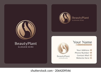 natural facial skin care logo design in gold color.