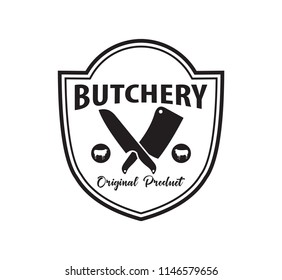 natural farm meat butchery vector brand label identity design template