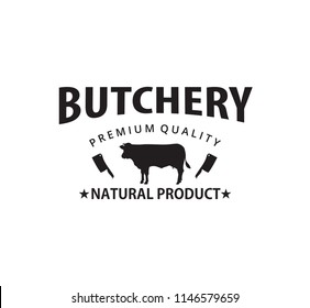 natural farm meat butchery vector brand label identity design template