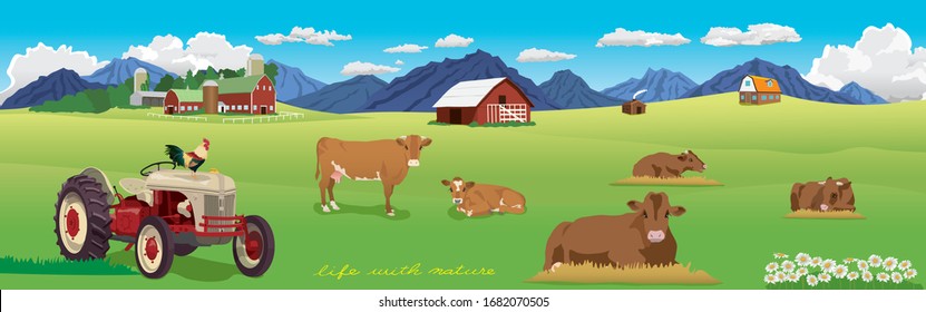 natural farm vector illustration set