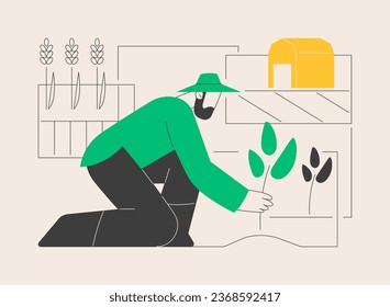 Natural farming abstract concept vector illustration. Ecological farming approach, fertility, organic and sustainable agriculture, local natural biodiversity, agro-industry abstract metaphor.