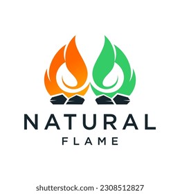 natural flame logo design modern vector template