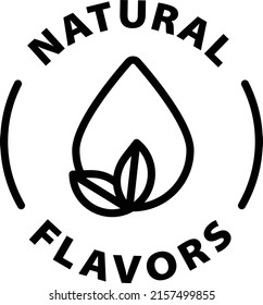 natural flavors black outline badge icon label isolated vector on transparent background
