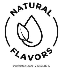 Natural Flavors icon. No artificial flavors label. Organic ingredients vector illustration for product packaging logo, sign, symbol or emblem isolated.