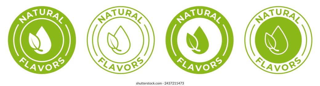 Natural flavors label. No artificial flavors icon vector. Organic illustration for product packaging logo, sign, symbol, badge or emblem isolated.