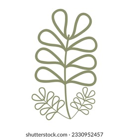 natural floral doodle isolated on white background