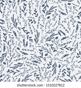 Natural floral farmhouse style seamless patterns for kitchenware and homeware, fabric and stationery design and decoration