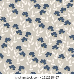 Natural floral farmhouse style seamless patterns for kitchenware and homeware, fabric and stationery design and decoration