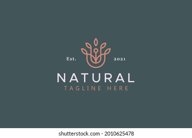 Natural Floral Geometric Unique Concept Logo. Organic and unique branding.