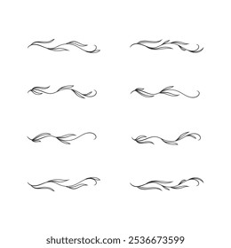 Natural floral line art decoration isolated vector illustration on white background.