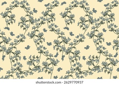 Natural floral seamless pattern motley ornament. Hand draw flowers. Floral design print for all. Texture design, textile, fabric, printing. Art flowers pattern. Luxury, fabric, wrapping, textile 