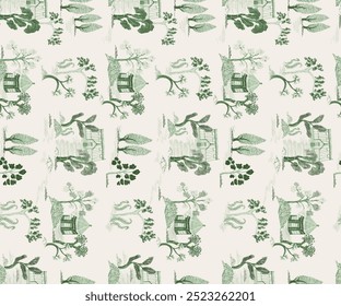 Natural floral vector border. Seamless garden growing floral banner. Hand drawn decorative pretty botanical endless tape.