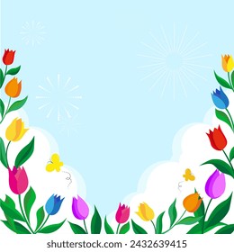 Natural Flower Frame Illustration Design Using Tulips