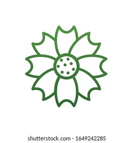 Diseño de iconos de estilo florido natural de gradiente de flores, decoración floral de plantas ornamentales de jardín y tema botánico Ilustración vectorial