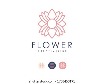Natural Flower Minimalist Creative Line Art Logo design