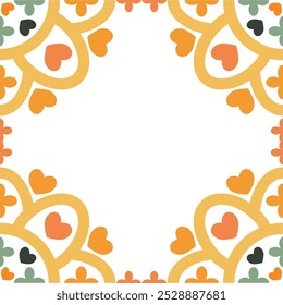 natural flower petal frame design on white background