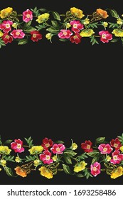 Natural flowers. Bagging, printing on fabrics, shirts. Seamless scenery. Vector illustration.