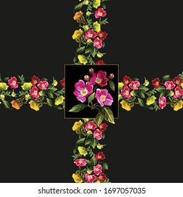 Natural flowers. Gift wrap, bags, printing on fabrics, shirts. Seamless pattern scenery.