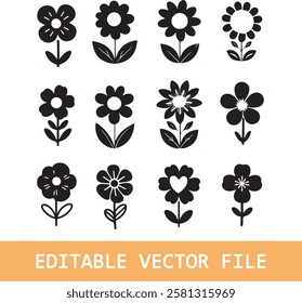 Natural flowers and leaves graphic vector illustration