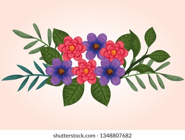natural flowers plants with exotic branches leaves