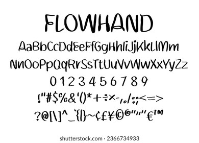 A natural and flowing Handwritten alphabet, a natural and flowing. vector