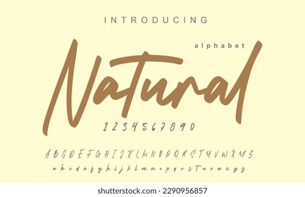 Natural font. Elegant alphabet letters font and number. Classic Copper Lettering Minimal Fashion Designs. Typography fonts regular uppercase and lowercase. vector illustration
