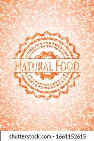 Natural Food abstract orange mosaic emblem