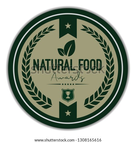 Natural Food Awards. Vector Flat Label.