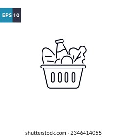 Natural food basket outline icon Vector illustration