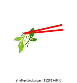 Natural food is eaten using chopsticks.