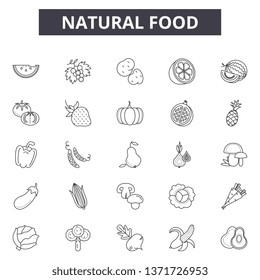 Natural food line icons, signs set, vector. Natural food outline concept, illustration: food,natural,fruit,healthy,deillustration