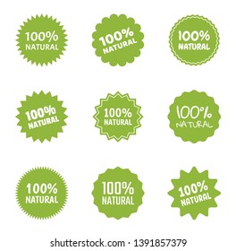 natural food logo icon set, organic eco labels
