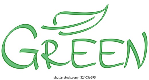 Natural food logo illustration. Green symbol with leaf. Isolated label